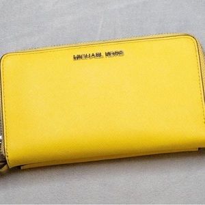 yellow michael kors wallet